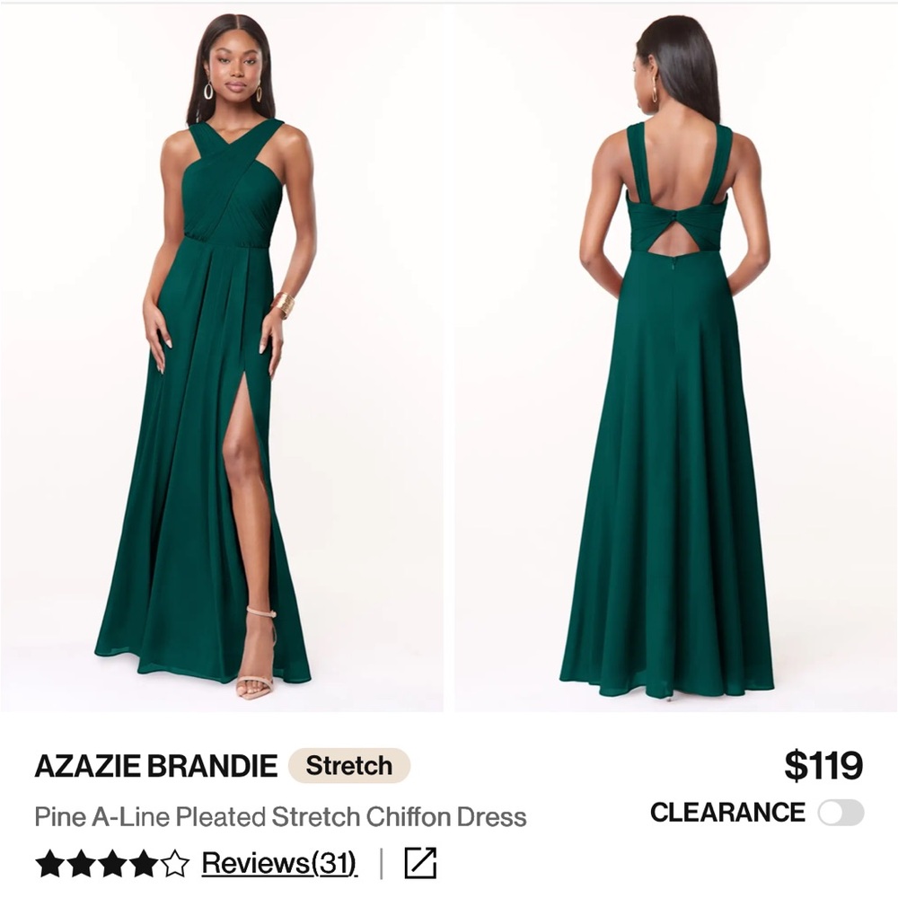 Azazie Brandie Backless Pine Chiffon Dress